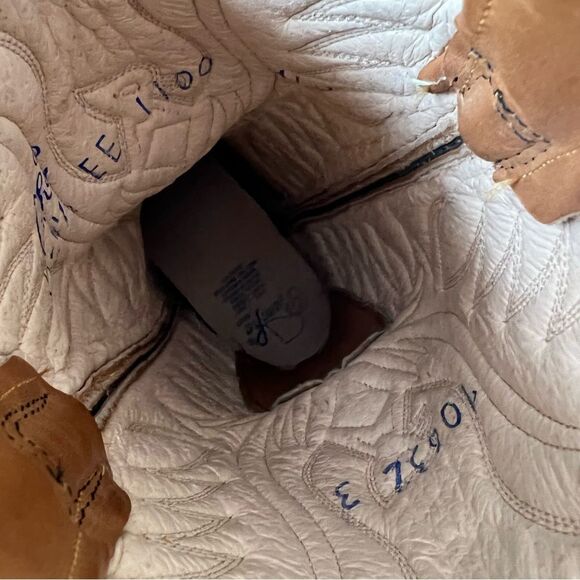 Rancho BIG Boys Cowboy Western boots Tan Sz US 5.5 Made in Mexico Sz 24.5 EE - Picture 8 of 15